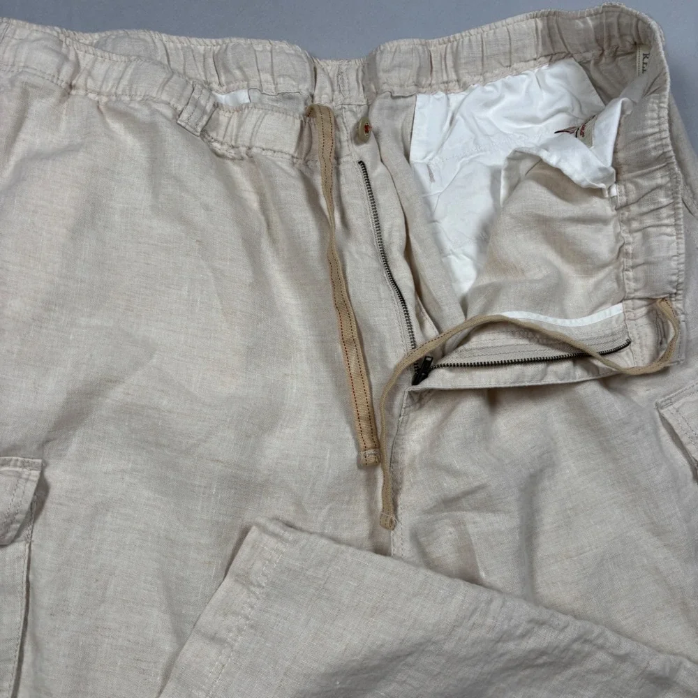 Tommy Bahama 100% Linen Cargo Pants Mens XXL Beige Relax Drawstring Waist